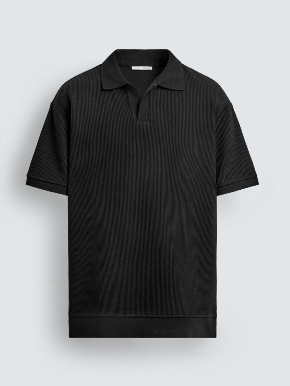 Zara Black Short-Sleeve Polo Shirt
